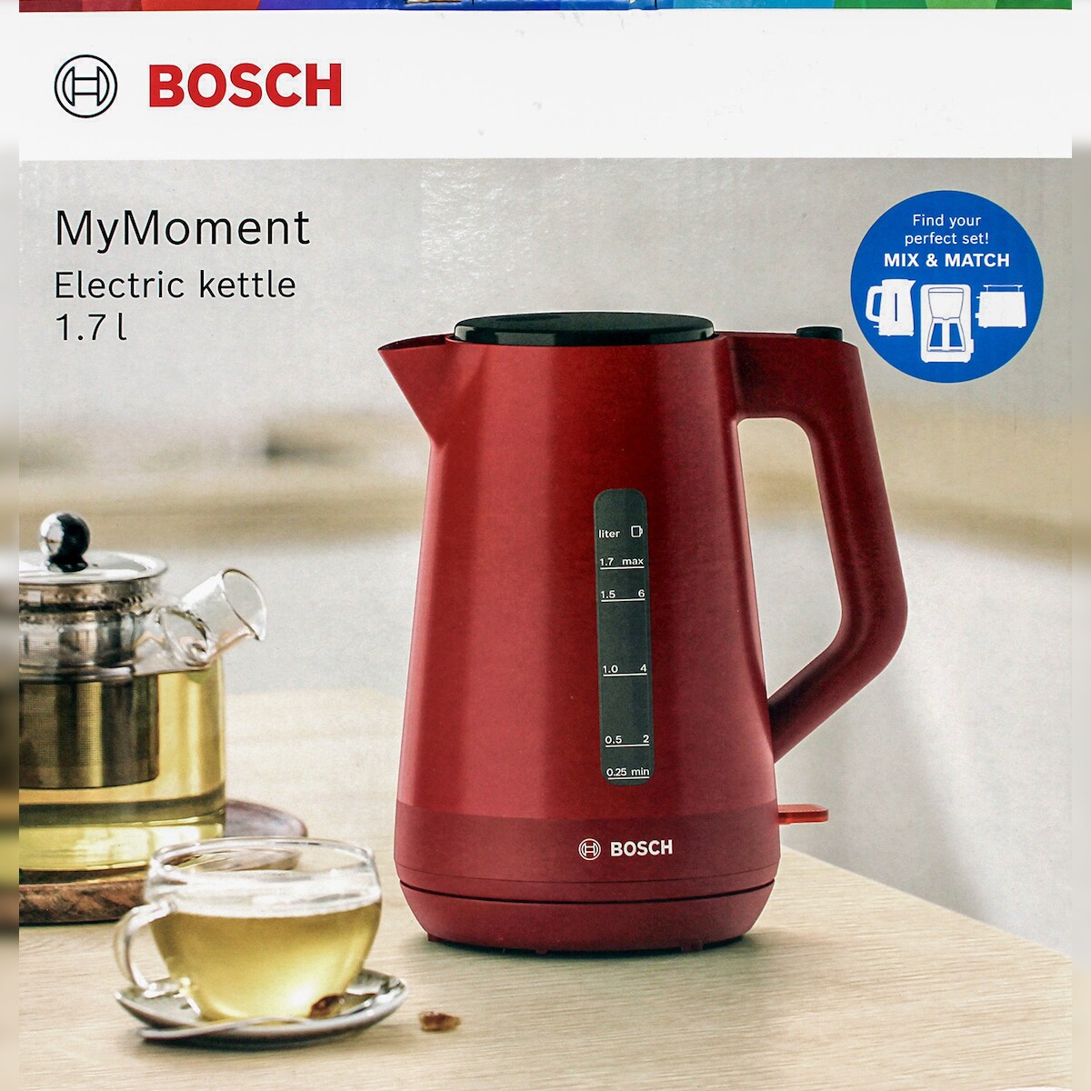 Bosch TWK1M124 Wasserkocher 1,7L 2400W rot Image