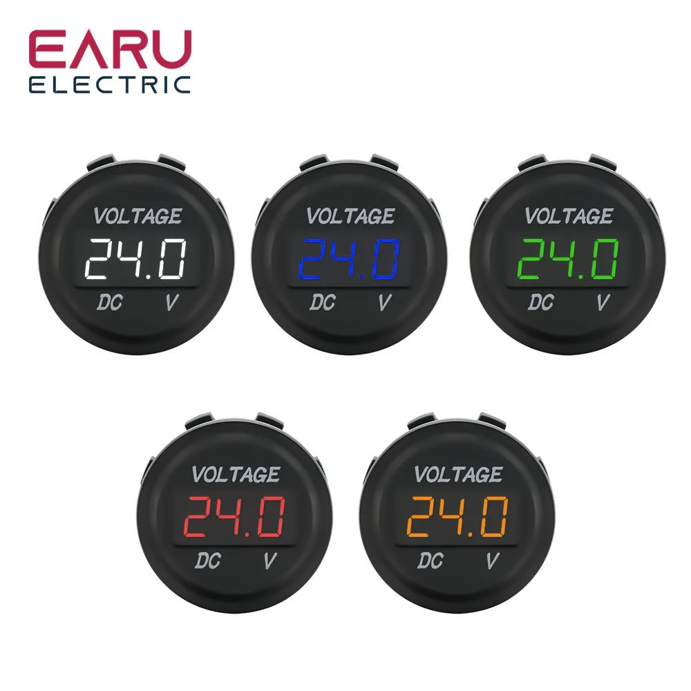 Earu DC 5–48 V, wasserdichtes Voltmeter, LED-Digitalanzeige, Spannungsmesser für Auto, Motorrad, Batterie, LED-Panel, Volt-Monitor, 12 V Image