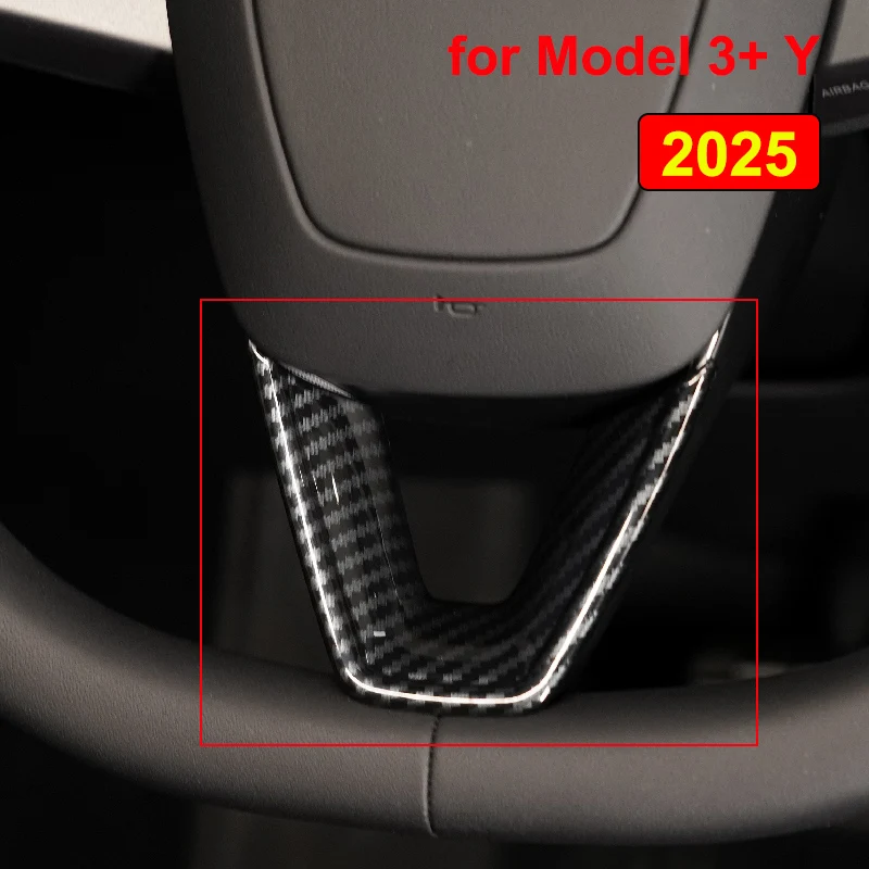 Patch per volante per Tesla Nuovo modello Y Juniper 2025 YL 2026 Modello 3 Highland Copertura protettiva a forma di U Trim Adesivo ABS in fibra di carbonio