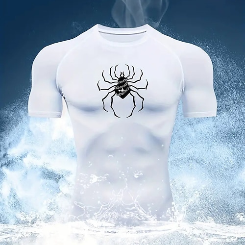 Homme Araignées T-shirt de compression T-shirt athlétique T-shirt de Gym T-shirt de Fitness Été Manche Courte Occasionnel Athleisure Séchage Rapide Haute élasticité Compression Respirant Entraînement