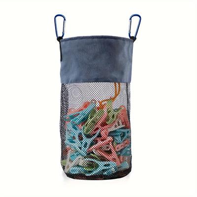 TEMU 1pc Mesh Clip Storage Bag With Carabiner Clips, Fabric Organizer Pouch, Large Capacity Wall Or Closet Hanging Organizer, For Home & Office Supplies