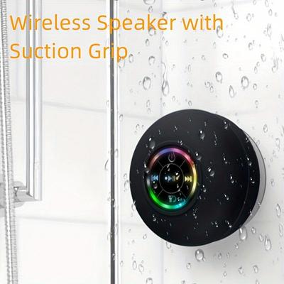 TEMU Waterproof Led Bathroom Wireless Speaker - Hd Audio, Usb Rechargeable 400 Mah, Button Control, Large Suction Cup For Safe Installation - Wireless Connectivity