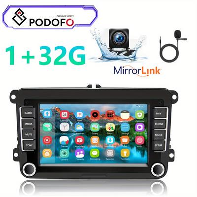 TEMU Podofo For Radio With For Vw For Golf 5 For Golf 6 For For For Seat 7 Inch Screen Car Din With Wireless Fm Rds + Canbus + Backup Camera + Mic [1+32g] Image