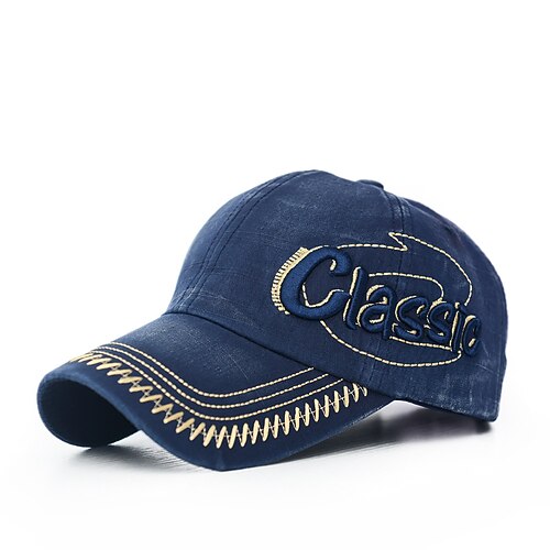 Herren Cap Basecap Schwarz Blau Baumwolle Stickerei Gewaschen Reise Strand Design Outdoor Urlaub Glatt Einstellbar Modisch Image