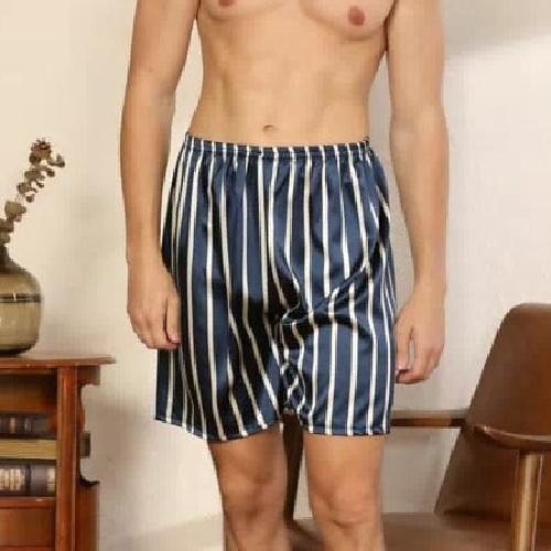 Herren Schlafanzüge Boxershorts aus Seide Pyjama-Shorts 1 pc Einfarbig Luxus Weich Heim Strand Kunstseide Polyester Atmungsaktiv Kurze Hosen Retro Grundlegend Frühling Sommer Silber Pures Schwarz Image