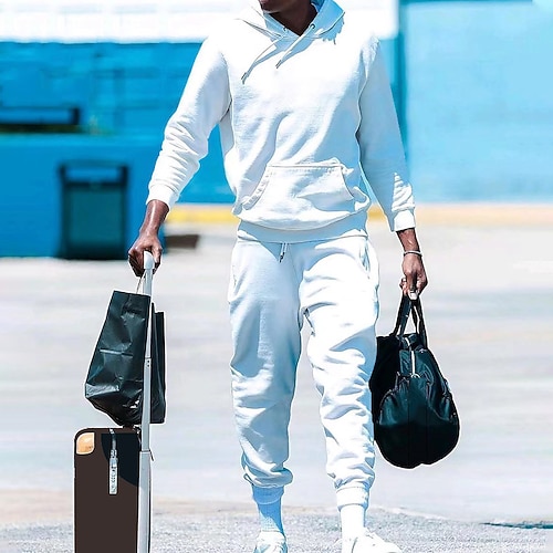 Herren Trainingsanzug Jogginganzug Kordelzug Tasche Einfarbig Kapuzenpulli und Hose Jacke und Jogginghose Sportbekleidungsset Herbst Dunkelgrau Cachi scuro Fitnesstraining Joggen Laufen Thermowarm Image