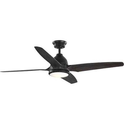 Progress Lighting 249428 - FIVE-BLADE 56" INDUSTRIAL FLAT BLACK DC CEILING FAN LED LIGHT (P250009-182- Indoor LED Ceiling Fan Fixture