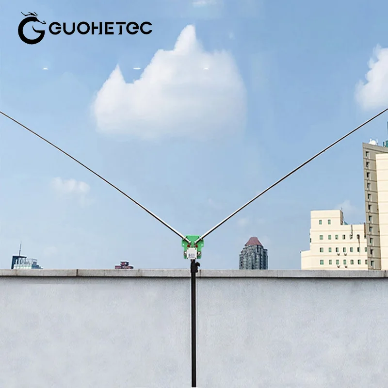GUOHETEC DP200 PMR-171 7MHz-54MHz HF Antenna Short Wave Portable Dipole Antenna for communication Broadband Replace GP Antenna