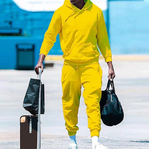 Per uomo Tuta da Ginnastica Tuta da Jogging Coulisse Tasca Tinta unita Felpa con cappuccio e pantaloni Giacca e Pantaloni da Tuta Set di Abbigliamento Sportivo Autunno Inverno Grigio scuro Cáqui