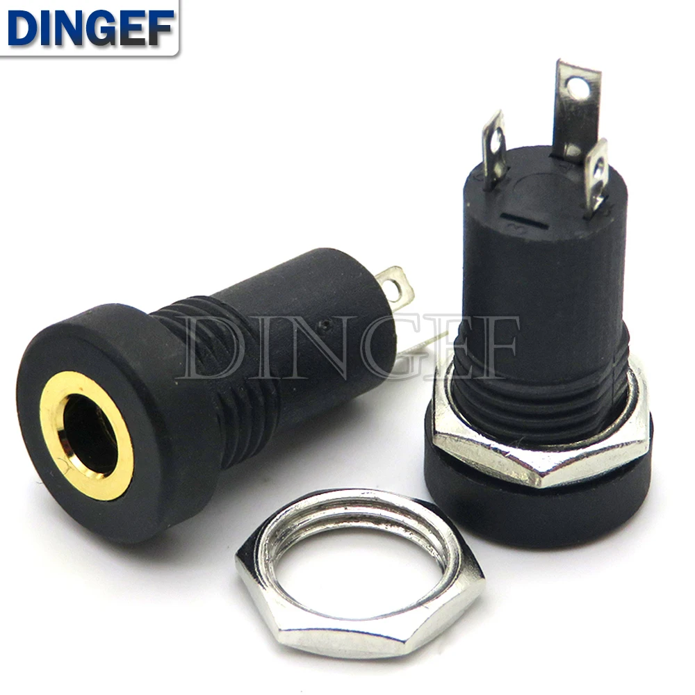 5 TEILE/LOS 3,5mm Audio Buchse 3 Pole Schwarz Panel Mount Vergoldet Mit Muttern Kopfhörer Buchse PJ-392A 3,5mm kopfhörer weibliche 3PIN Image