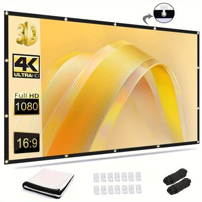 TEMU 150-inch 4k Outdoor Projection Screen, Hd 16:9 Washable Foldable Anti-crease Portable Projection Screen Double-sided Projection, Indoor And Outdoor Projection Screen For Movies Or Office Presentations