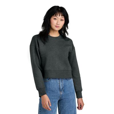 District DT1105 Women's Perfect Weight Fleece Cropped Crew in Heathered Charcoal size 4XL | Cotton