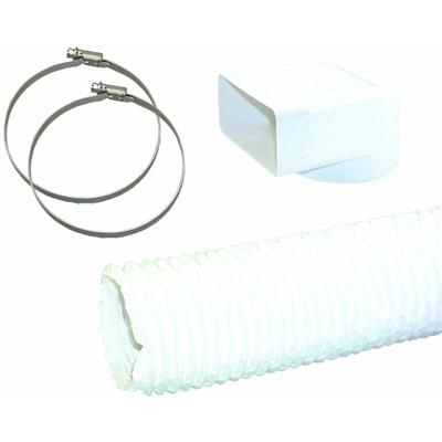 Quellmalz - 150er Abluft-System Umlenkstück mit Flexschlauch rund 50cm auf Flachkanal Vierkantrohr Image