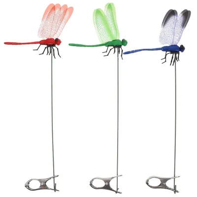 3 Pcs Simulation Dragonfly Clip Bug Deterrent Pole Clips Ons Outdoor Garden Statues Three Piece Suit