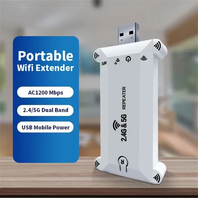 1200Mbps Wifi Extender USB Portable Wifi Repeater 2.4G/5G Router Wifi Booster Long Range Wifi