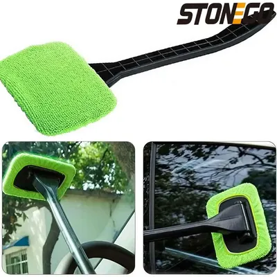 3-Color Car Window Cleaning Brush Set, Microfiber Windshield Wiper with Long Handle, Car Cleaning