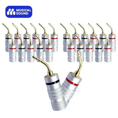 Musical Sound 2/8/12/24 Pieces Gold Plated 4mm Banana Plug Pin Type Audio Speaker Wire Cable Adapter
