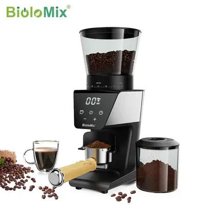 BioloMix Automatic Burr Mill Electric Coffee Grinder with 30 Gears for Espresso American Coffee Pour