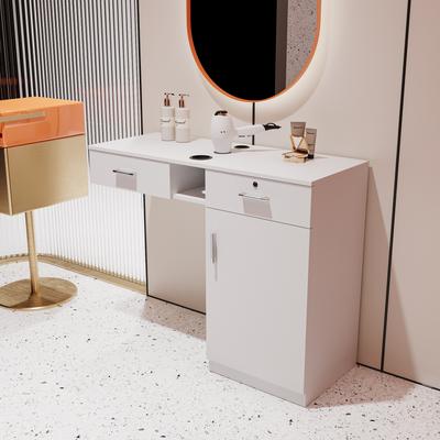 Wall Salon Storage Cabinet With Appliance Holders and Lockable Drawers
