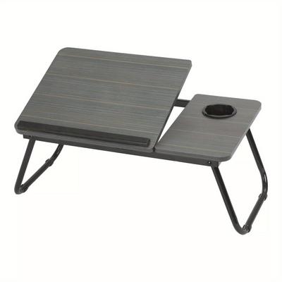TEMU Portable Folding Laptop Table, Iron Bed Tray With Cup Holder, Adjustable Notebook Stand For Bed, Sofa, And Travel Use - Brand: Youyijia Image