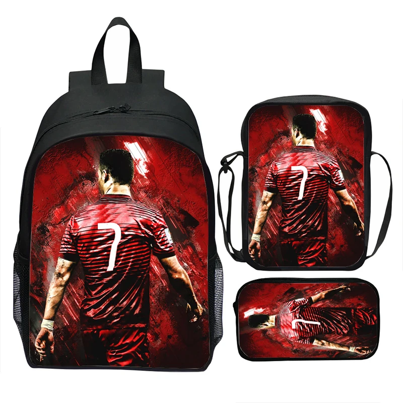 3 pièces CR7 sacs d'école de sport léger décontracté garçons filles sacs à dos Simple noir femmes hommes Mochilas