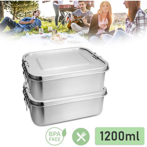 TolleTour 2x 1200ml Brotdose Metall Brotdose Thermobehälter Lunchbox BPA frei Edelstahl