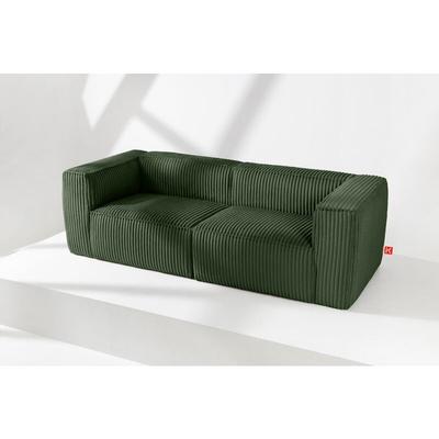 KONSIMO FEROX Modernes Sofa 3 Sitzer aus breitem Cordstoff, dunkelgrün Image
