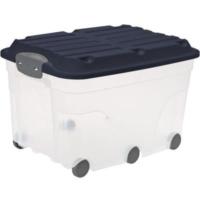 Aufbewahrungsbox Roller 6 mit Rollen und Deckel 57 l midnight blau - Rotho Image