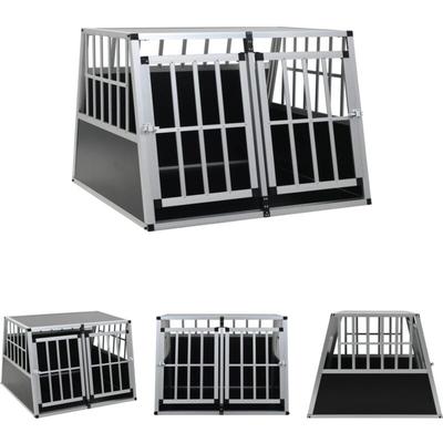Longziming - The Living Store Hundetransportbox mit Doppeltür 94 x 88 x 69 cm - Hundehütten - Silber Image