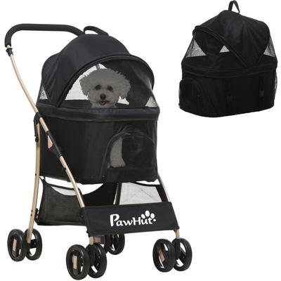 Pawhut - Hundewagen, 2 in 1 Hundetrolley, Tragetasche, faltbarer Hundebuggy mit Kissen, Katzenwagen