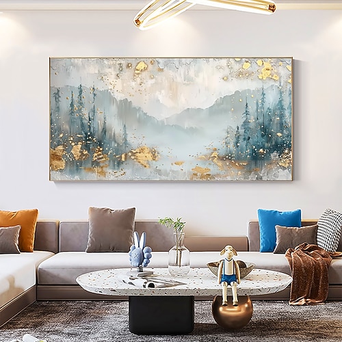 Manuell Handgemacht Hang-Ölgemälde Handgemalte Horizontales Panorama Abstrakt Landschaft Modern Realismus Ohne Innenrahmen (ohne Rahmen) Image