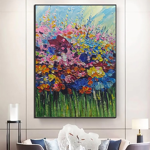 Mintura handgefertigte Blumen-Ölgemälde auf Leinwand, moderne Wandkunst, Raumdekoration, abstraktes Bild für die Inneneinrichtung, gerolltes, rahmenloses, ungedehntes Gemälde Image