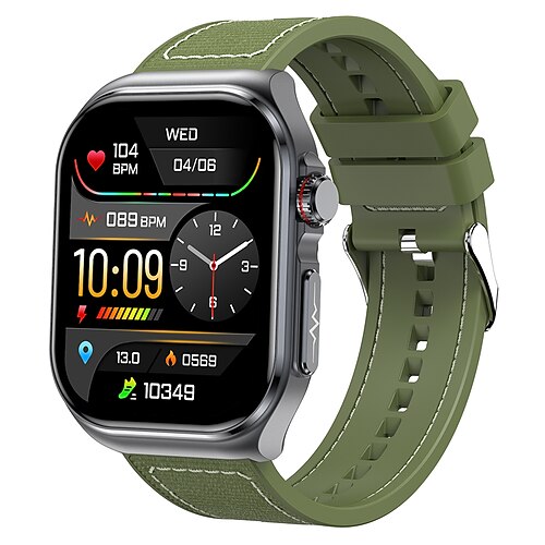 iMosi ET585 Smartwatch 2.04 Zoll Smartwatch Fitnessuhr Bluetooth EKG PPG Temperaturüberwachung Schrittzähler Kompatibel mit Android iOS Damen Herren Freisprechanlage Wasserdicht Mediensteuerung IP68 Image
