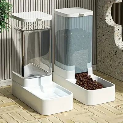 1pc/2pcs Automatic Dog Feeder/Water Dispenser, Plastic Gravity Dog Food And Water Dispenser Set