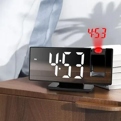 Luminous Silent Multi-function Projection Alarm Clock with Large LED Screen - Perfect for Home and