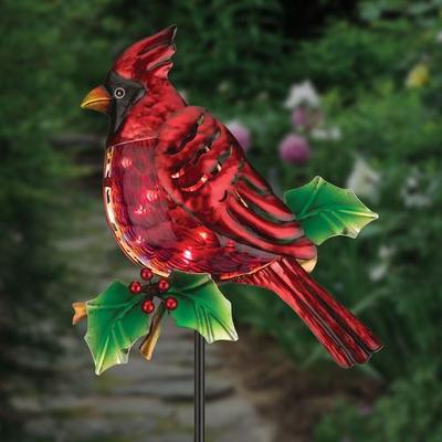 Cardinal Solar Yard Stake Red , Red