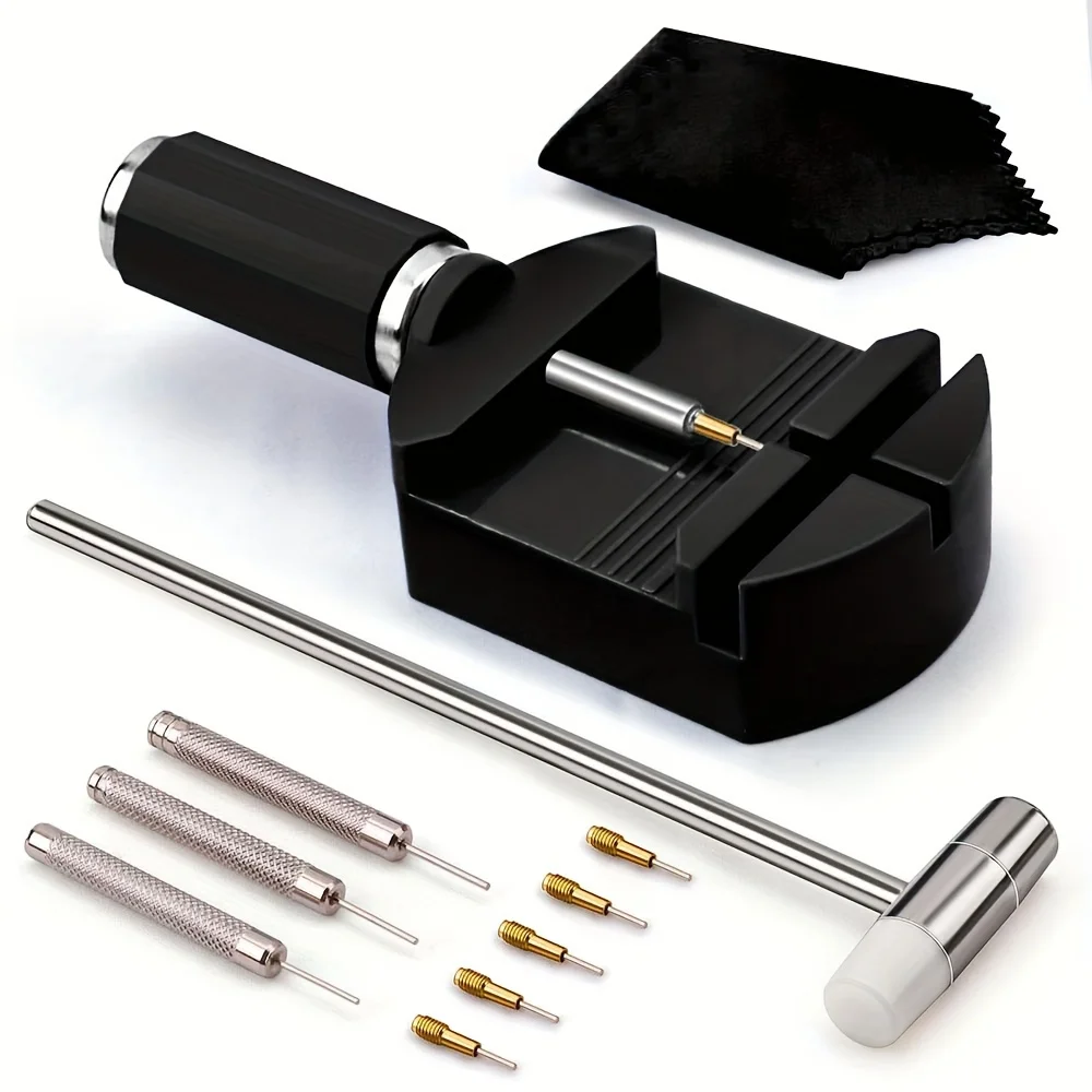 Kit d'outils de retrait de lien de montre, outil de bracelet de montre, dissolvant de bracelet JOPin, kit d'outils de réparation pour le réglage du bracelet de montre, montre, 11 pièces