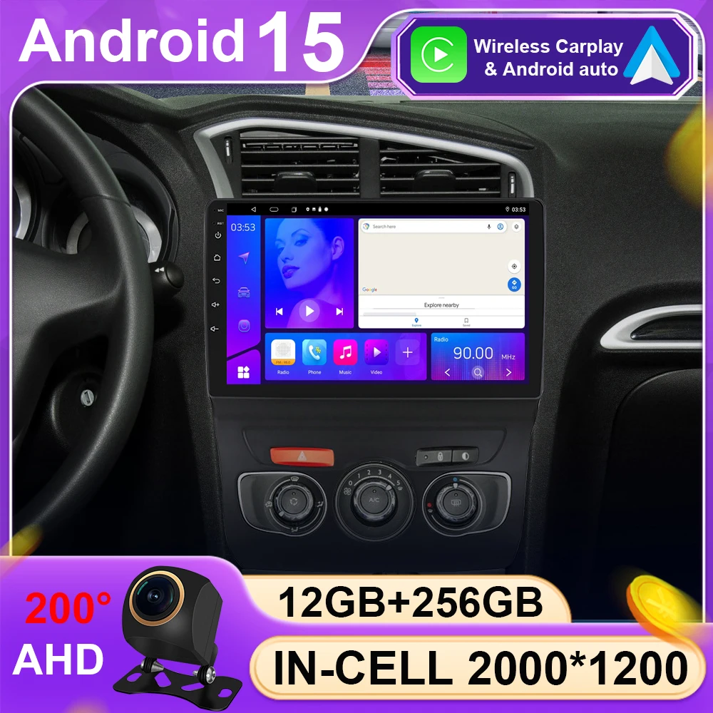 Autoradio Android 15 pour citroën C4 C4L DS4 2012-2017 carplay vidéo Pla GPS vidéo Autoradio Navigation Radio stéréo 5G DVD BT 4G