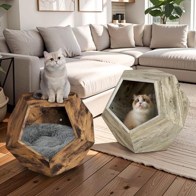 White Oak Modern Pet Furniture Cat Kennel Side Table