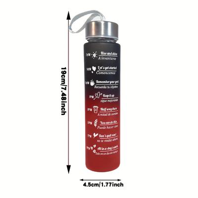 TEMU Gradient Color Water Bottle With Time Marker, Plastic Material, Leakproof For Outdoor, Gym, Office In Colors Image