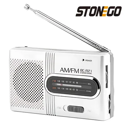 Mini Portable Rechargeable Radio, Full Band Outdoor Emergency Radio, AA Battery Powered, Built-in