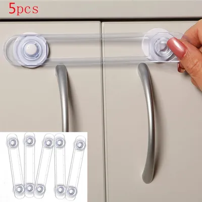 5pcs Child Safety Lock Transparent Anti-Opening Soft Strap Safety Lock Multi-functional Baby Drawer