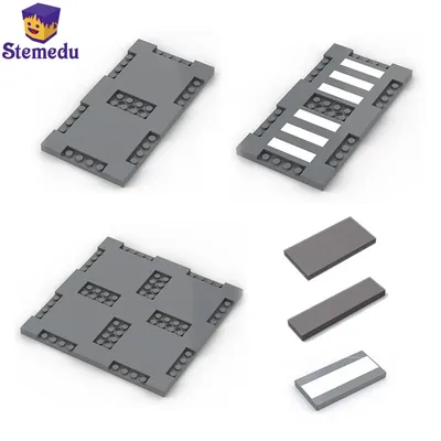 Building Blocks City Road Street Baseplate Bricks Pedestrian Crossing Base Compatible with legoeds Puzzle Toys 60301 69915 71772