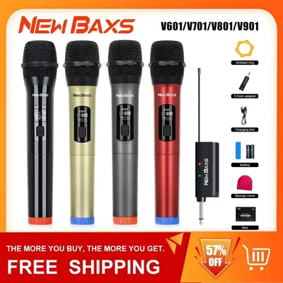 Wireless Microphone Dynamic Handheld Microphones Karaoke Microphone Mic with Rechargeable Receiver