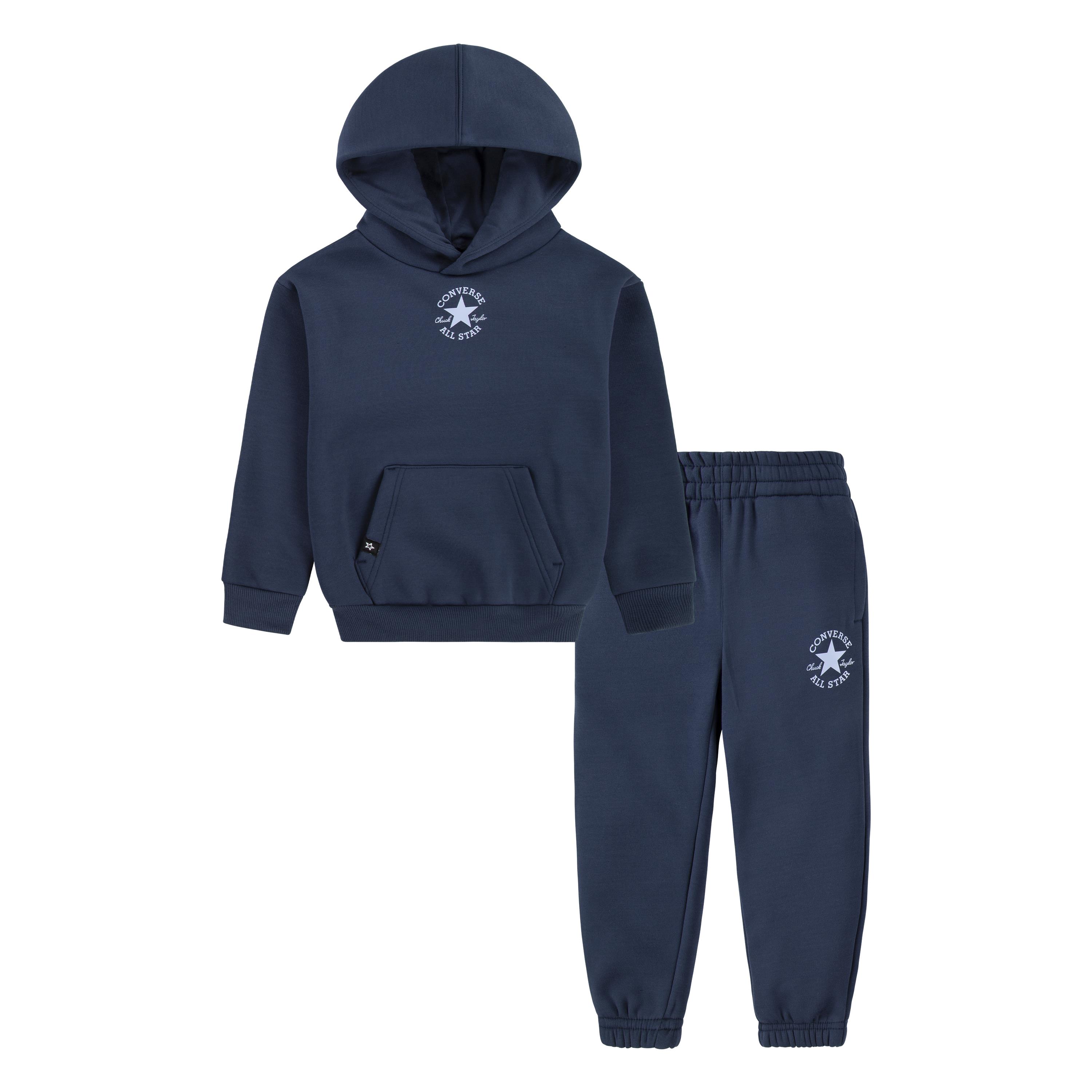 Jogginganzug CONVERSE "CNVN SUSTAINABLE CORE PO SET", Kinder, Gr. 116 (6), blau (converse navy), Obermaterial: 100% Polyester, Sportanzüge, für Kinder Image