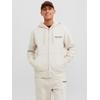 Kapuzensweatjacke JACK & JONES "JORVESTERBRO SWEAT ZIP HOOD NOOS", Herren, Gr. XXL, gelb (moonbeam), angeraute Sweatware, Obermaterial: 70% Baumwolle, 30% Polyester, bedruckt, modisch, relaxed fit normal, Rundhals, Langarm Rippbündchen, Sweatjacken