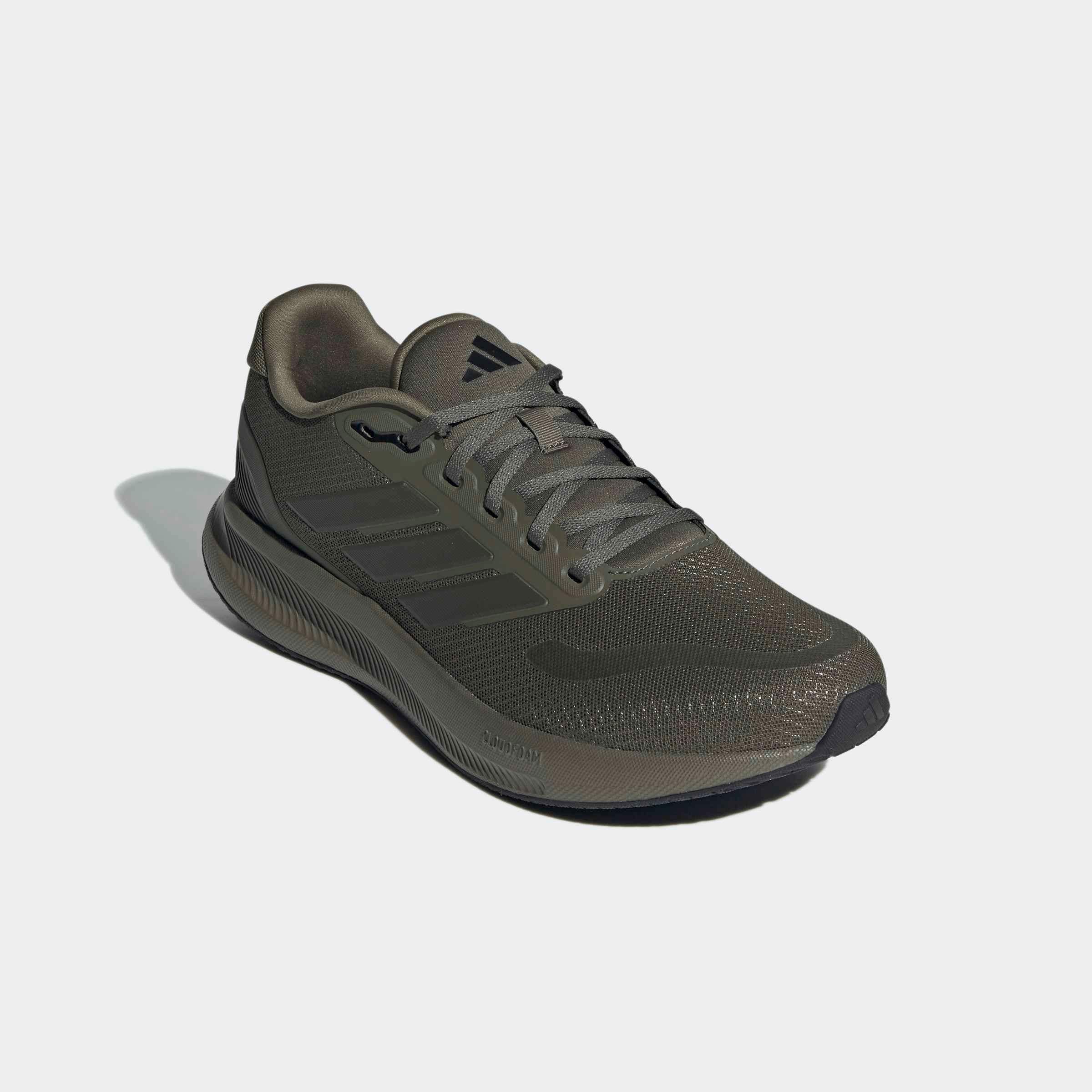 Laufschuh ADIDAS PERFORMANCE "RUNFALCON 5", Herren, Gr. 46, grün (olive strata, shadow olive, core schwarz), Synthetik, Textil, Schuhe Laufschuh
