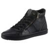Sneaker GEOX "D BLOMIEE B", Damen, Gr. 37, schwarz, Lederimitat, Reptilienprägung, casual, Schuhe, High Top Sneaker, Schnürboots, Winterboots mit Reißverschluss