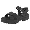 Sandale TIMBERLAND "London Vibe CROSS STRAP SANDAL", Gr. 38,5, schwarz, Leder, sportlich, Schuhe