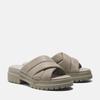 Sandale TIMBERLAND "London Vibe SLIDE SANDAL", Gr. 40 (9), grau (lt tpe f gra), Leder, sportlich, Schuhe